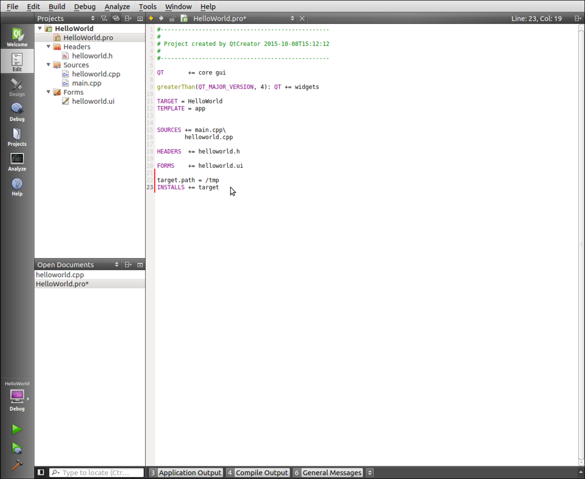 Creating a New EMAC OE SDK Project with qmake in Qt Creator Creating the Project