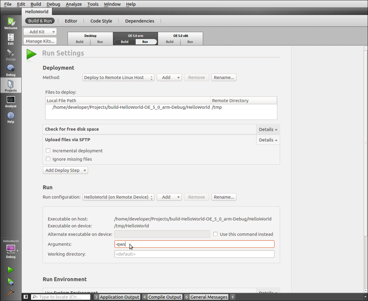Creating a New EMAC OE SDK Project with qmake in Qt Creator Creating